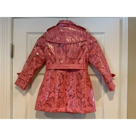 Burberry Children Pink Lace Eastheath Lace Trench Coat, Size 7Y NWT $1,595